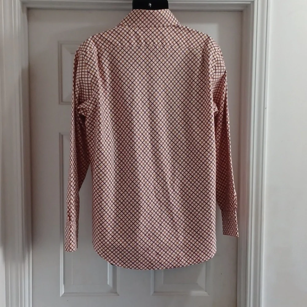 BANANA REPUBLIC High Collar, Button-Down Shirt - Orange and Maroon Pattern